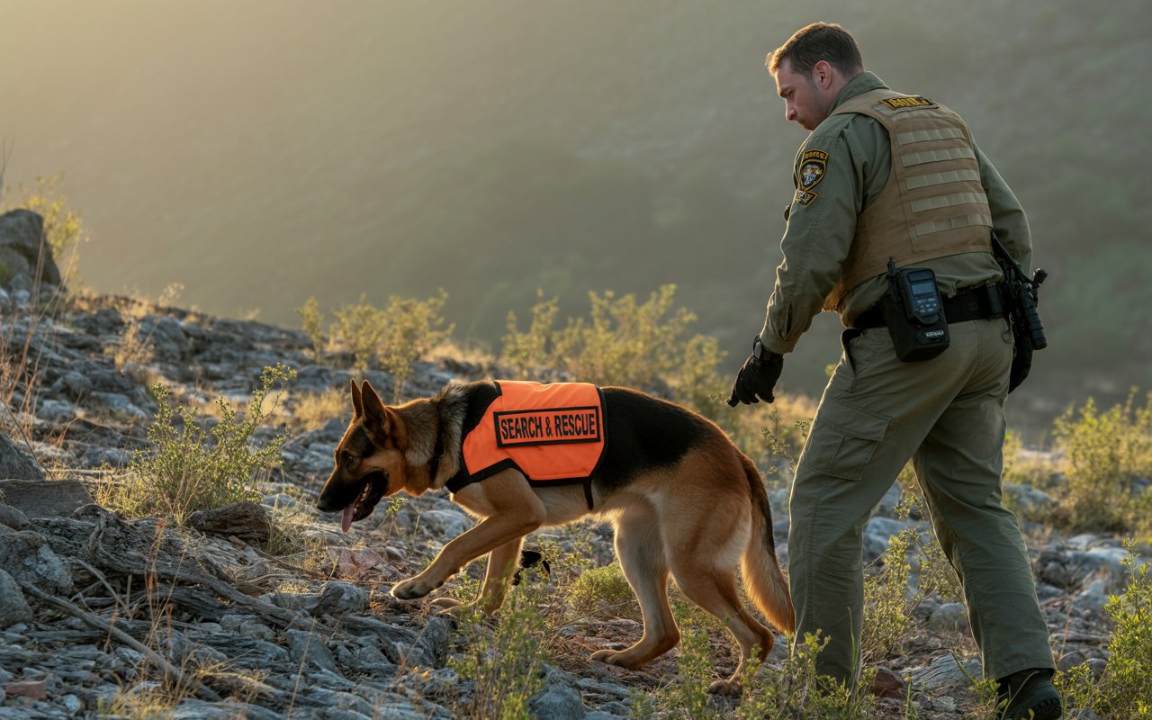 Professional K9 Handler with Recovery Dog